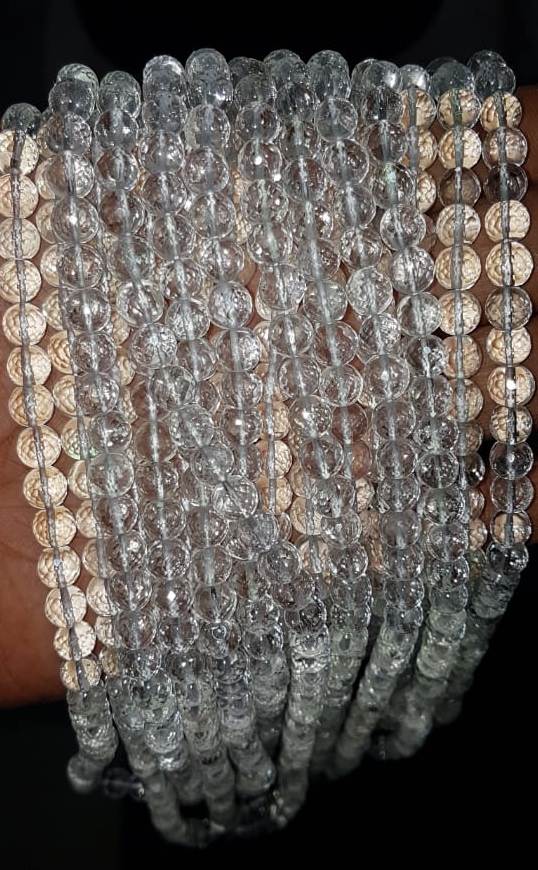 Natural Diamond Cut Sphatik Crystal Mala (LAB CERTIFIED) 16MM, 55 Beads