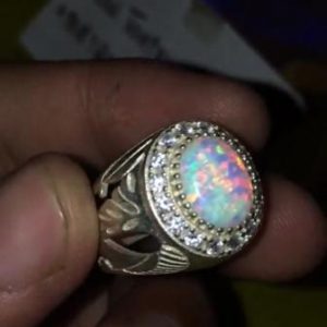 Fire Opal Pure Silver Ring (ओपल अंगूठी)