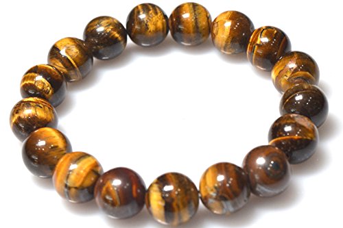 Tiger Eye-Stone for Will Power, 8 mm Bead Lab Certified Semi Precious Stones Strand Bracelet for Men and Women