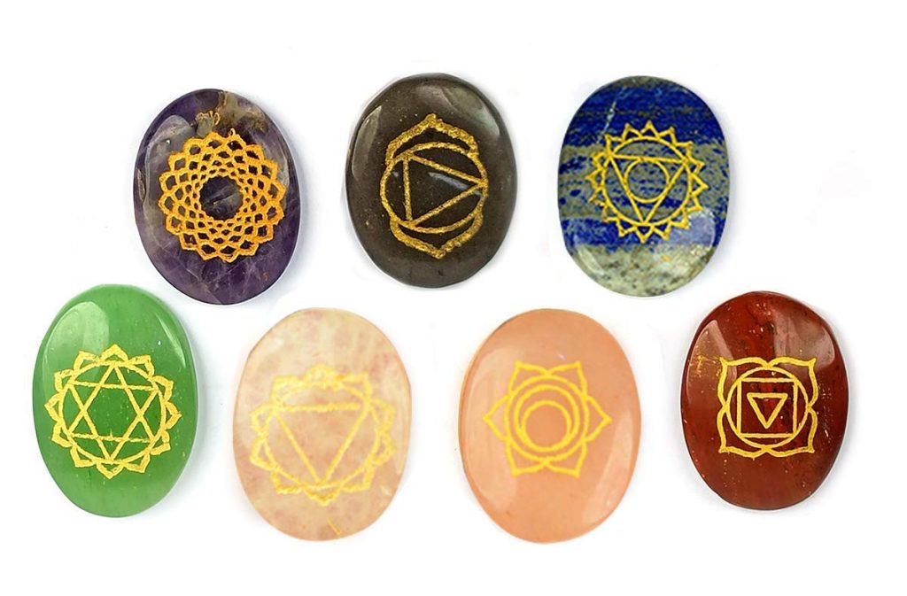 Natural 7 Chakra Stone Set with Seven Engraved Chakra AAA Quality for Reiki Healing & Yoga & Meditation - Image 2