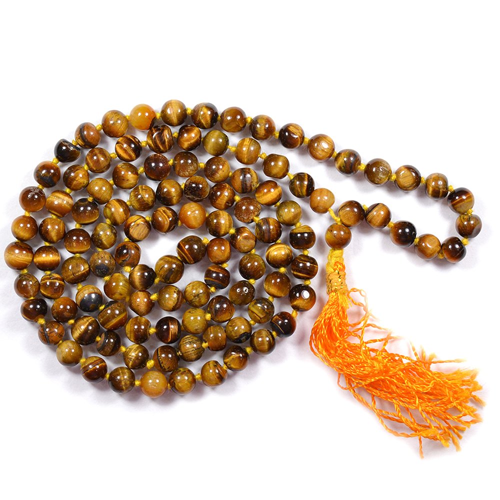 Guaranteed Natural Lab Certified Energized Brown AAA+ Tiger Eye (108+1) Bead Mala