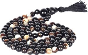 Guaranteed Natural Lab Certified Energized Black Brown AA+ Sulemani Hakik (108+1) Bead Mala Get 1 Bracelet Free
