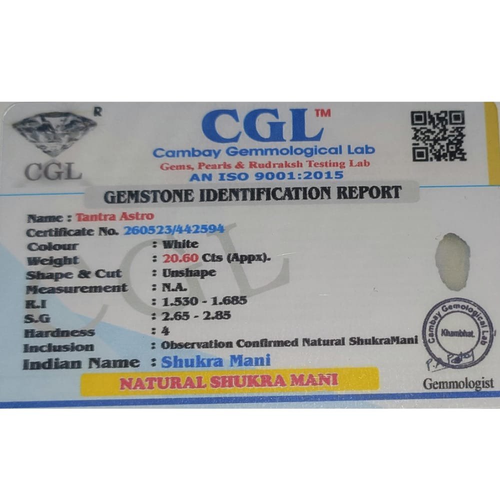 100% ORIGINAL GUARANTEED NATURAL & ENERGIZED SHUKRA MANI STONE अभिमंत्रित शुक्र मणि रत्न (1 PIECE OF STONE, 20-25 CARAT BIG SIZE) - Image 2