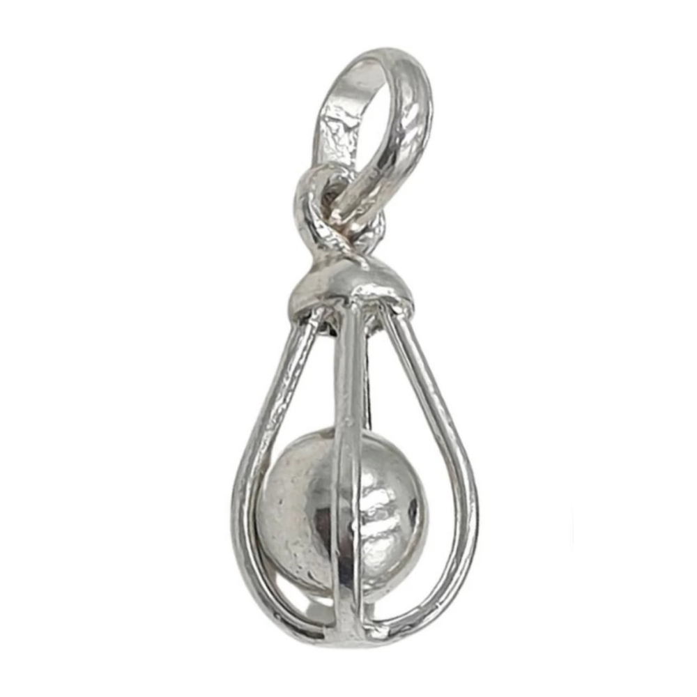 Pure Silver Round Solid Goli Pendant - Image 3