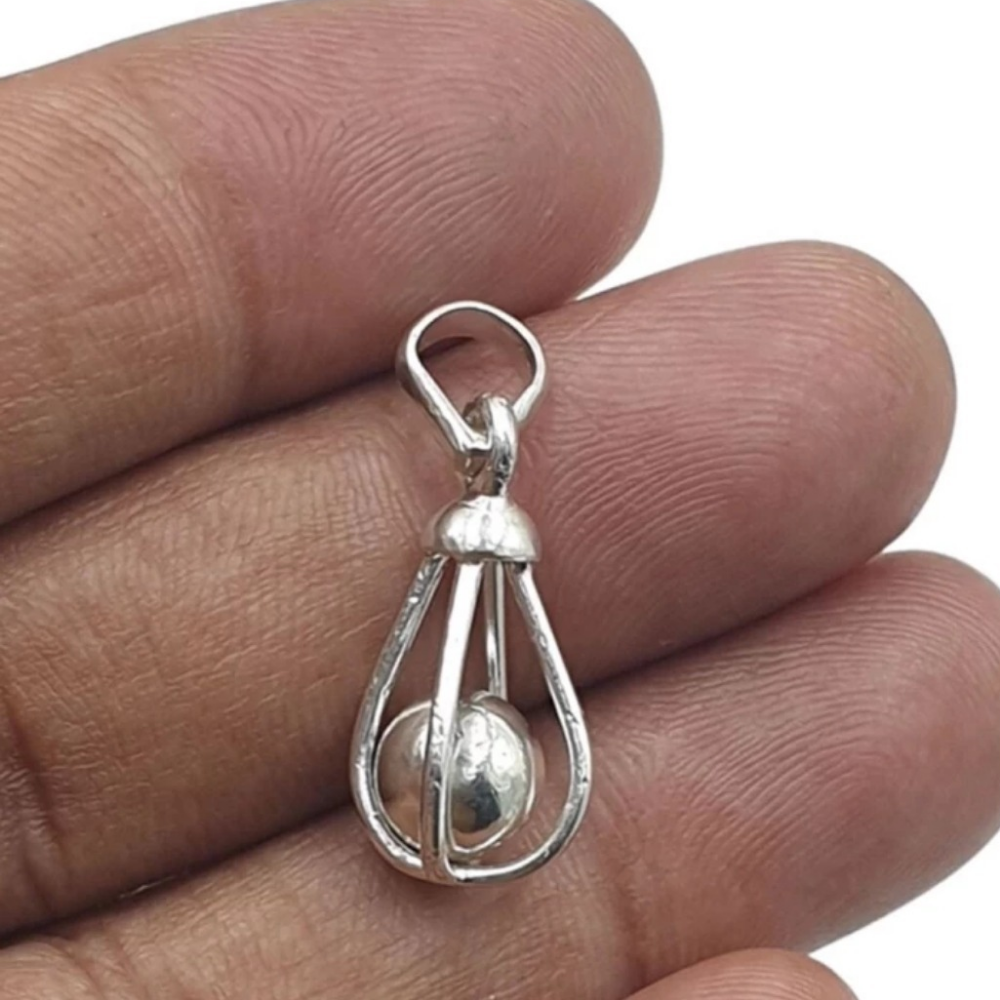 Pure Silver Round Solid Goli Pendant - Image 2